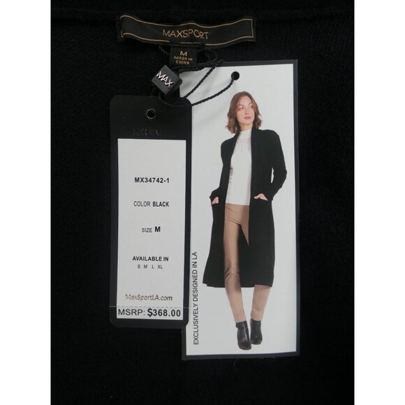 Maxsport Long Open Front Black Fall Winter‎ Glam Sweater - Picture 6 of 7